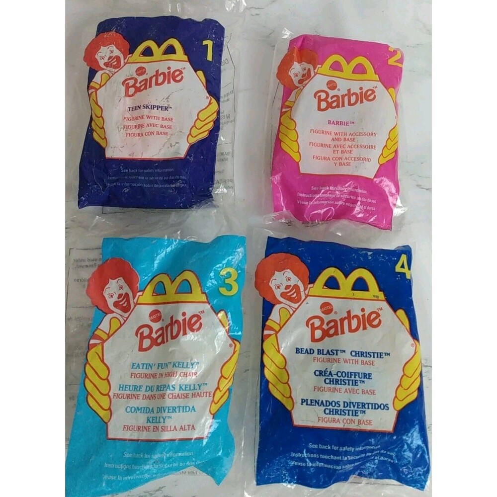 1998 McDonald's Happy Meal Barbie #1-4 Vintage Skipper Barbie Kelly Christie
